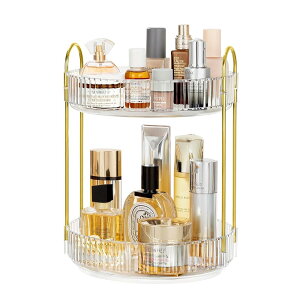 コスメ収納 360回転式 透明 化粧品収納ボックス 小物入れ 大容量化粧台 洗面所収納ボックス 整理簡単 多機能 化粧品 収納 (透明, 2層)