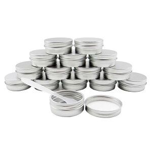 15個パック 15ml 1/2oz シルバーアルミ缶 詰め替え容器 クリームケース 15g クリーム容器 コスメ 小分け容器 軟膏 アルミケース アルミジャー クリームケース 化粧品 旅行、出張 小物用収納ボ 茶