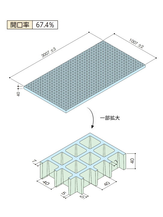 楽天市場】FRPグレーチング FG4040 全4色 一般タイプ 歩行用 3007×1007 