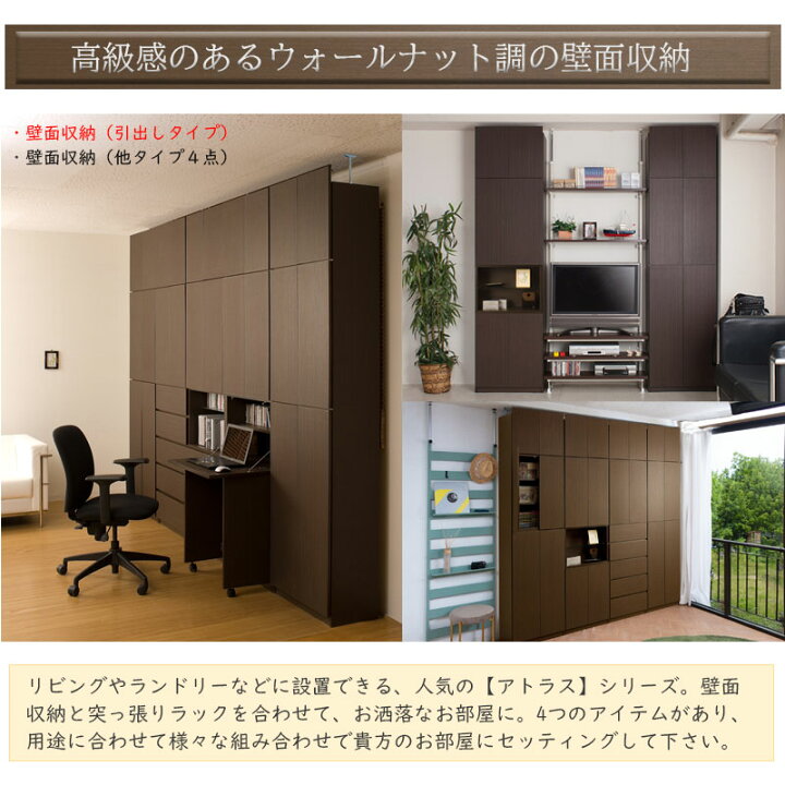 楽天市場】【ATRAS】 壁面収納 引出しタイプ 幅59.5 奥行31cm ブラウン 