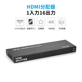 HDMI分配器 HDMIスプリッター 1入力16出力 16画面同時に出力 HDMI分配機 2K×4K出力対応