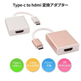Type-c to hdmi変換アダプター Type-C HDMI変換ケーブル 映像変換 Apple MacBook、Google ChromeBook などに対応