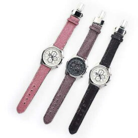 S'FACTORYエスファクトリー クロノグラフ腕時計 レザーベルト スティングレー（エイ革）メンズ 腕時計 レザー 革 クロノグラフ EPSON Dバックル 日本製 ガルーシャ