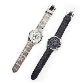S'FACTORYエスファクトリー クロノグラフ腕時計 レザーベルト クロコダイル（ワニ革）メンズ 腕時計 レザー 革 クロノグラフ EPSON Dバックル 日本製