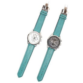 S'FACTORYエスファクトリー クロノグラフ腕時計 レザーベルト ターコイズブルー カウレザー（牛革）メンズ 腕時計 レザー 革 クロノグラフ EPSON Dバックル 日本製