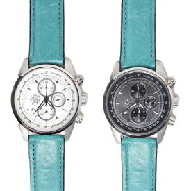 S'FACTORYエスファクトリー クロノグラフ腕時計 レザーベルト ターコイズブルー カウレザー（牛革）メンズ 腕時計 レザー 革 クロノグラフ EPSON Dバックル 日本製
