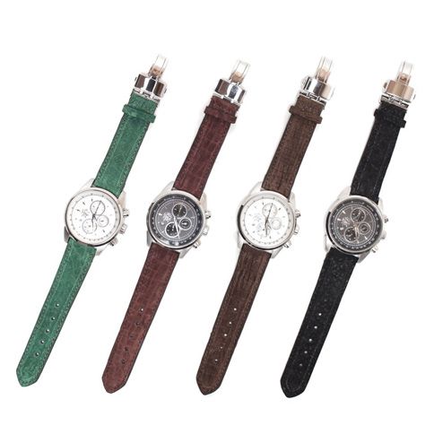 セットアップ 【本日特価】 カバ革のベルトを取り付けた日本製のオリジナル腕時計です 使いやすいDバックルを装着しています S'FACTORYエスファクトリー クロノグラフ腕時計 レザーベルト ヒポ カバ革 メンズ 腕時計 EPSON レザー クロノグラフ 革 Dバックル 日本製