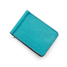 S'FACTORYエスファクトリー レザーマネークリップ カウレザー ターコイズブルー（牛革） 本革 札はさみ カード入れ付き 青 財布 メンズ 限定カラー