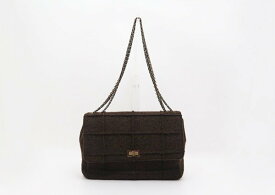 ☆【中古】　【CHANEL　シャネル】　2.55　チョコバー　Wチェーンショルダーバッグ　ショルダーバッグ　ダークブラウン