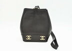 ☆【中古】　【CHANEL　シャネル】　ラムスキン　トリプルココマーク　ワンショルダーバッグ　ショルダーバッグ　ブラック×ゴールド金具