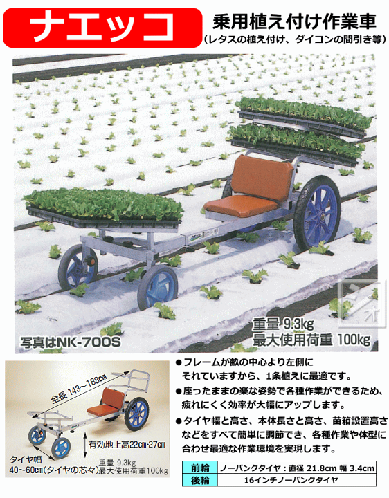 ノッコ 楽天市場】【法人配送限定】 ハラックス ナエッコ 乗用植付け作業車 NK
