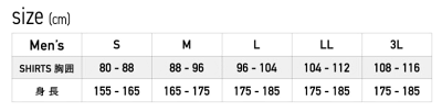 ＪＷシャツサイズ（S～3L）メンズ