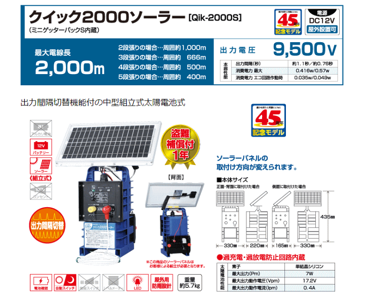 楽天市場】末松電子 電気柵 #128 クイック2000ソーラー （Qik