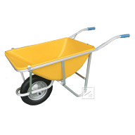 【法人配送限定】 アルミ一輪車 （深型 3才） ノーパンクタイヤ仕様 運搬用一輪車 （バケットに黒い斑点…