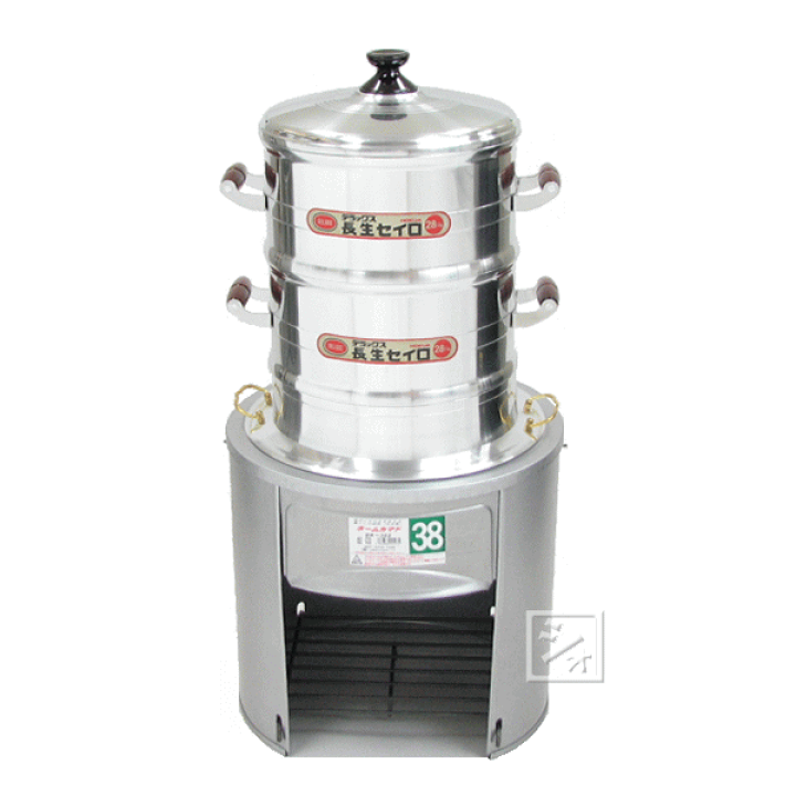 楽天市場】スチールかまど38型・羽釜・ アルミ鋳物セイロ28cm×2段 （蓋