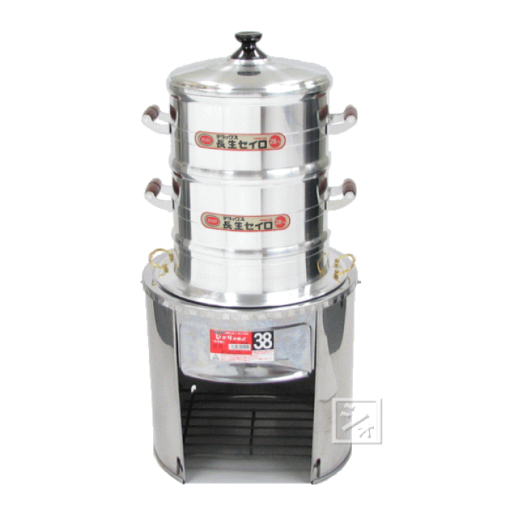 楽天市場】ステンレスかまど38型・羽釜・ アルミ鋳物セイロ28cm×2段