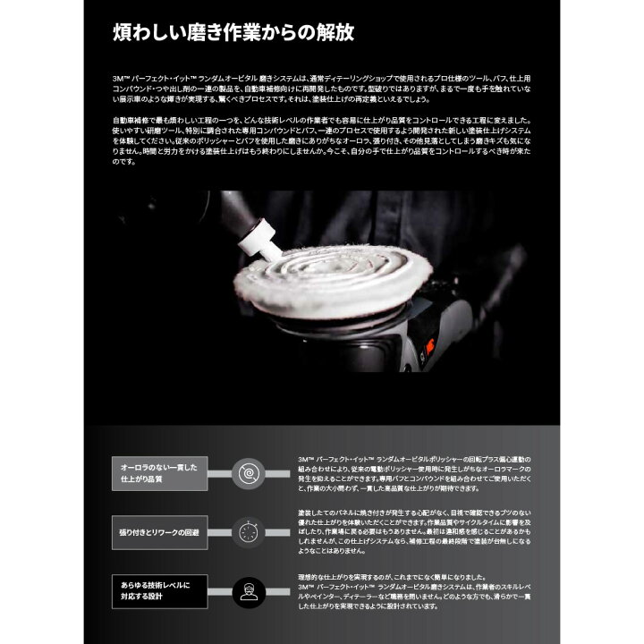 楽天市場】3M 34110 ポリッシャー 15mm + 34130・34133コンパウンド 
