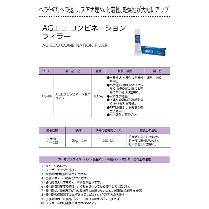 楽天市場】関西ペイント 478-007 AGエコ コンビネーションフィラー 