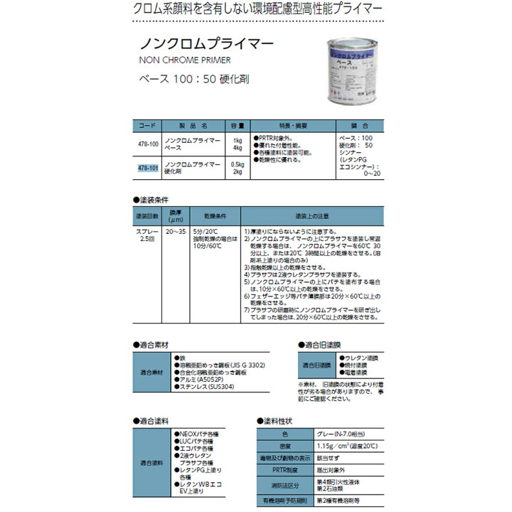 楽天市場】関西ペイント 478-101 ノンクロムプライマー 硬化剤 2kg 取 