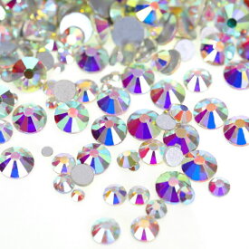 【お得な大量パック】ラインストーン ガラス製 オーロラクリスタル 約1400粒 SS10〜SS20 ガラスラインストーン ネイル デコ レジン ストーン パーツ ガラス ネイルパーツ セルフネイル ジェルネイル 衣装製作 ダイヤモンドアート