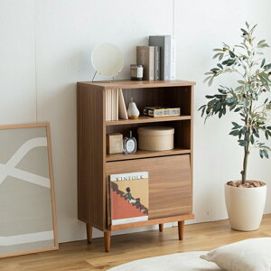 キャビネット 木製 60cm 北欧 おしゃれ 収納棚 扉付き ラック フラップ扉 本棚 扉 ルーター 収納 ルーター隠し サイドラック リビング 収納 リビングボード