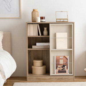 ラック 棚 木製 韓国 おしゃれ 本棚 a4 扉付き スライド 白 ブックシェルフ マガジンラック リビング収納 リビングボード 間仕切り キャビネット サイドボード