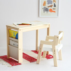 キッズデスクセット 子供 デスク 木製 シンプル おしゃれ 幼児 学習机 椅子 天然木 ナチュラル ホワイト