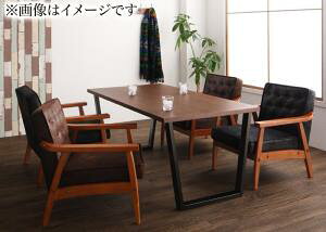 ダイニングセット(テーブル&ソファ) ヴィンテージスタイル ソファダイニングセット 4人 5点セット(テーブル+1Pソファ4脚) W120