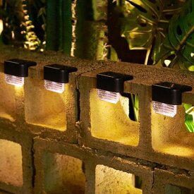 4個セット ソーラーライト 壁灯 ガーデンライト 屋外 自動点灯 デッキライト 防水 玄関灯 ソーラーランプ アウトドア 階段のライト 門灯 通路 電気代なし