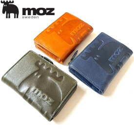 moz（モズ）エルク ELK　シボ牛革レザーショートウォレット　エルク（ヘラジカ）の可愛い型押し二つ折り財布　86120　【あす楽対応】