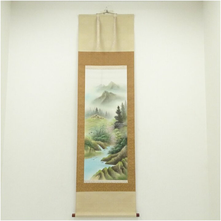 楽天市場】【中古】【書画】松観筆 彩色山水 肉筆絹本掛軸（紙箱 