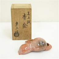 【中古】【香道】吉村楽入造　赤楽瓢香合（共箱） 茶道具 茶道 香道 香道具 おしゃれ かわいい アンティ…