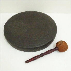 【中古】【茶道具】銅鑼（撥付） 楽器 おしゃれ どら 鐘 ゴング 鳴り物 茶道 茶道具 インテリア レトロ オブジェ アジア hbot