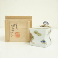 【中古】【セール20%オフ】【香道】京焼　高野昭阿弥造　色絵一閑人蓋置（共箱） 蓋置き 茶道 道具 茶道…