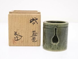 【中古】【タイムセール50%オフ】【茶道具】山口茂造　織部立鶴透かし蓋置【送料無料】[中古 蓋置き 茶道 道具 茶道具 おしゃれ ふたおき 茶器 抹茶 骨董 お茶 台 茶会 茶席 茶事 茶の湯 睦月 1月 冬]