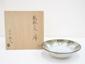 【中古】【陶芸・陶器】萩焼　田原謙次造　白流し鉢（共箱）【送料無料】[中古 食器 おしゃれ アンティーク レトロ 和食 和風 丼 器 小鉢 中鉢 料理 来客 居酒屋 旅館 カフェ]