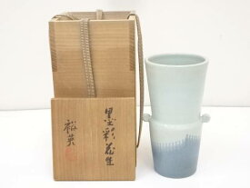 【中古】【ポイント5倍+スーパーSALE40%オフ】【華道】加藤裕英（七代加藤幸兵衛）造　墨彩花生（共箱）【送料無料】[中古 花瓶 花器 おしゃれ フラワーベース 華道 華道具 茶道具 茶道 生花 花生け インテリア hnik]