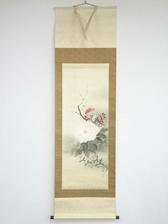 楽天市場】【中古】【書画】吉江優仙筆 四季花 肉筆絹本掛軸（共箱 