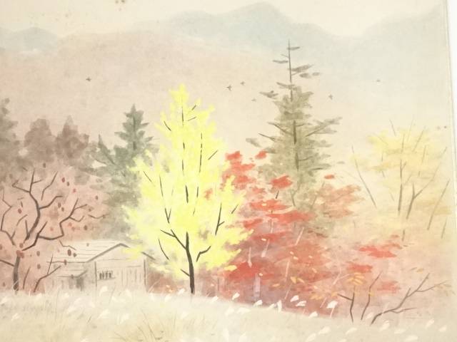 高木富三筆 秋景 肉筆色紙[中古 おしゃれ かわいい 飾る 飾り アート