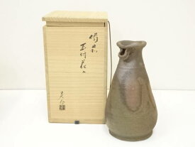 【中古】【ポイント5倍+スーパーSALE40%オフ】【華道】備前焼　金重晃介造　耳付花入（共箱）【送料無料】[中古 花入れ 茶道 茶道具 花瓶 花器 おしゃれ フラワーベース 道具 茶室 華道 華道具 インテリア hnir]