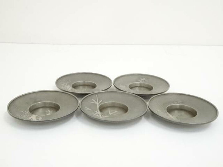 楽天市場】【中古】【煎茶道具】乾茂號造 錫円式茶托5客（413g）【送料 