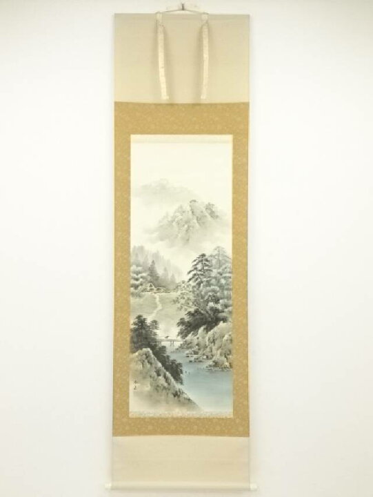楽天市場】【中古】【書画】春泉筆 彩色山水 肉筆絹本掛軸（共箱 