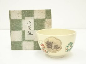 【中古】【茶道具】京焼　瑞雲造　色絵雪輪草花茶碗【送料無料】[中古 茶道 抹茶 茶道具 おしゃれ 抹茶茶碗 抹茶碗 和食器 レトロ 茶器 茶わん 骨董 茶会 茶の湯]