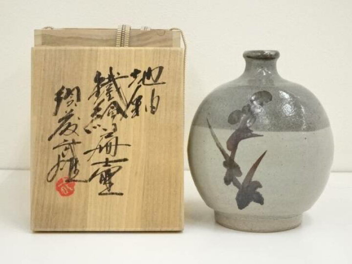 楽天市場】【中古】【茶道具】益子焼 須藤武雄造 地釉鉄絵扁壷（共箱 