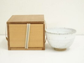 【中古】【茶道具】作家物　白釉茶碗（保護箱）【送料無料】