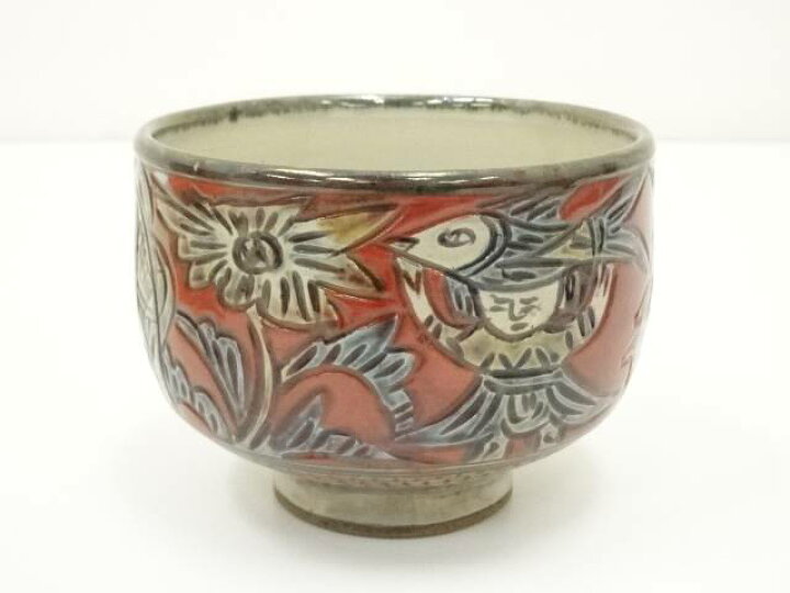 楽天市場】【中古】【茶道具】壺屋焼 新垣勲造 魚人物象文茶碗（共箱 