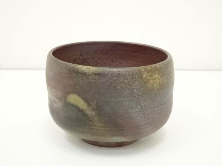 茶道具 抹茶茶碗 備前焼 平茶碗 木村 つぶす 陶峰 作 茶道 18-7603