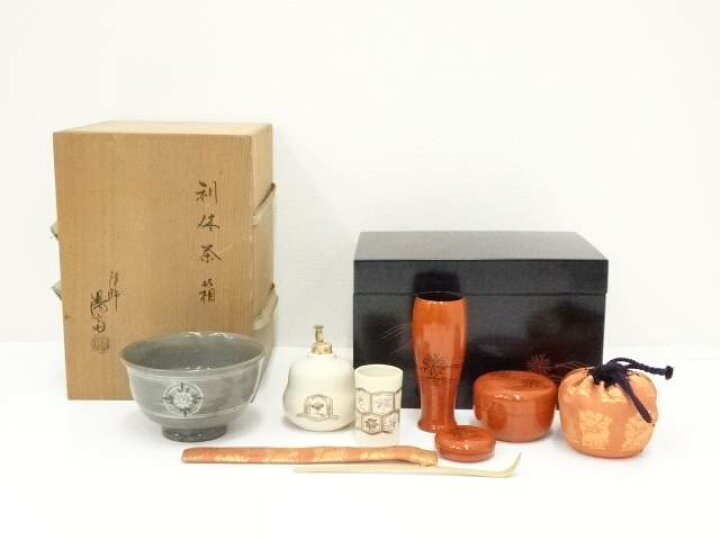 楽天市場】【中古】【茶道具】塗師 岡本陽斎造 蒔絵利休茶箱セット（共  