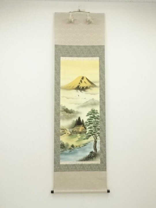 楽天市場】【中古】【書画】石田雪外筆 風水黄金富峰図 肉筆絹本掛軸 