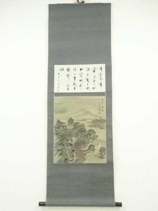 楽天市場】【中古】【書画】西亭筆 漢詩 寒山寺図 肉筆紙本掛軸【送料 